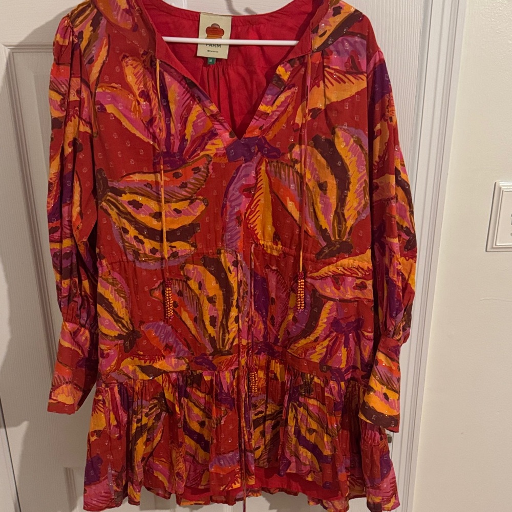 FARM Rio Vibrant Red and Orange Mini Dress